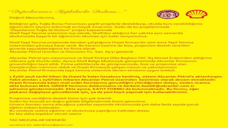 "Depolarımız Tuğlalarla Dolsun" Projesi ile ilgili Bilgilendirme