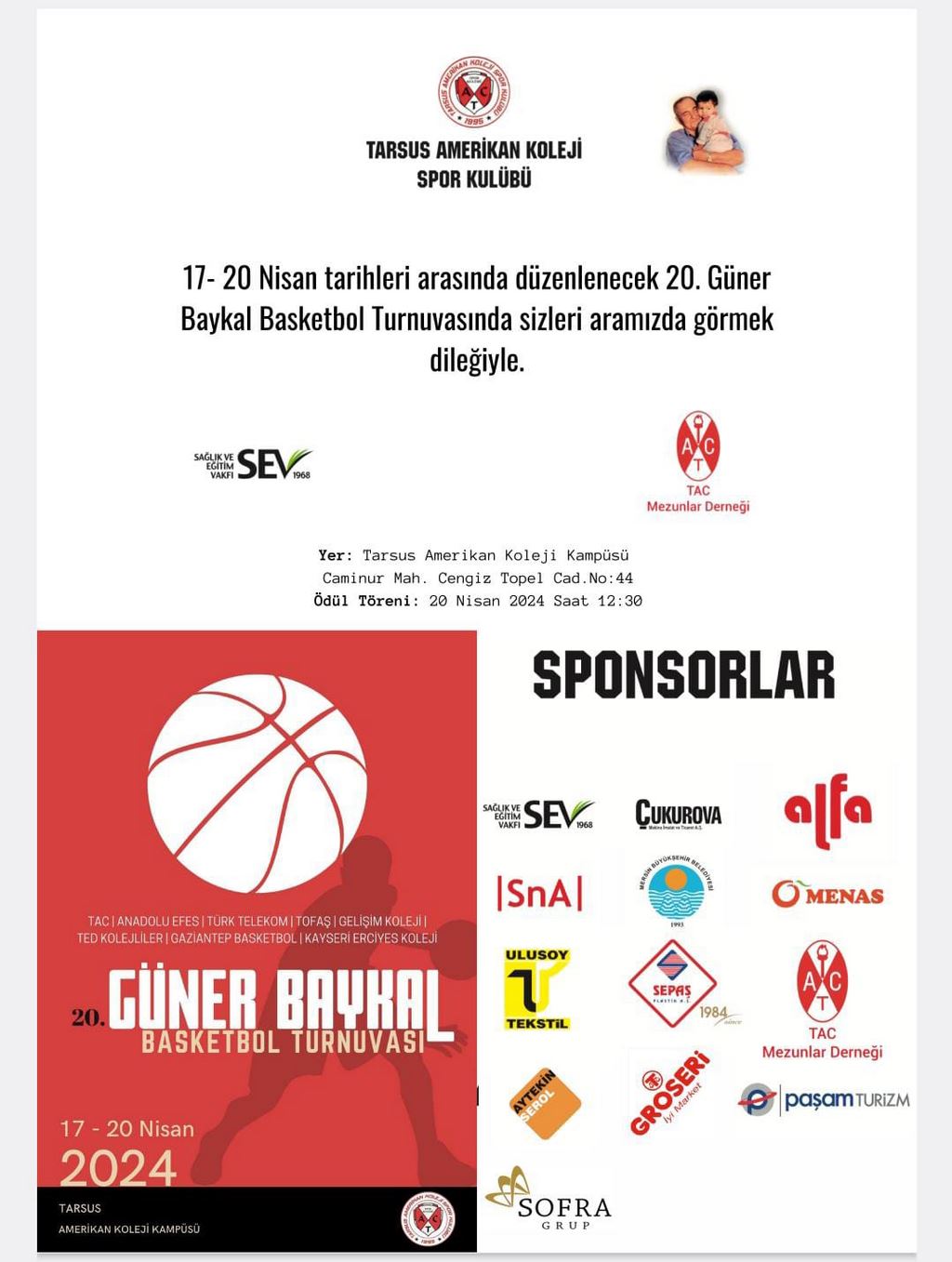 20.Güner Baykal Turnuvasına Bekliyoruz!